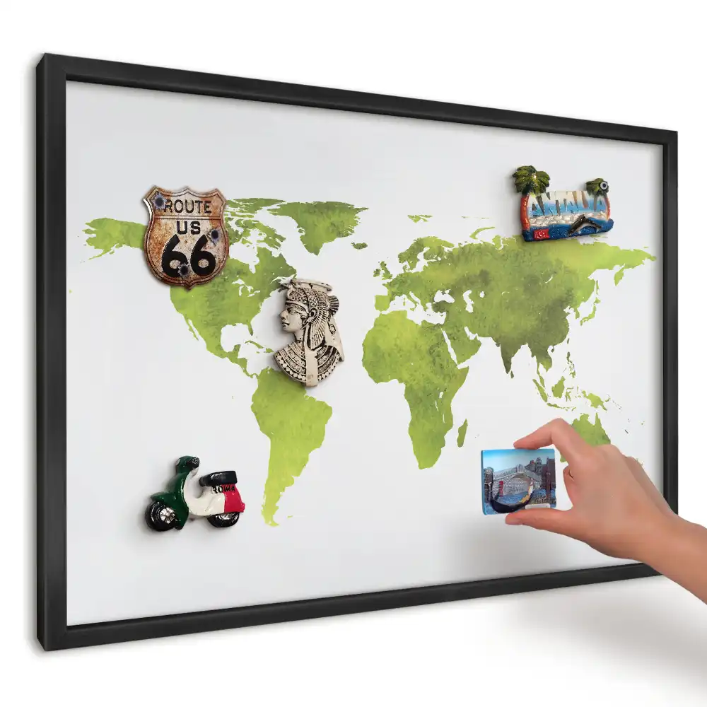 Nástenná magnetická tabuľa Akvarelová zelená mapa