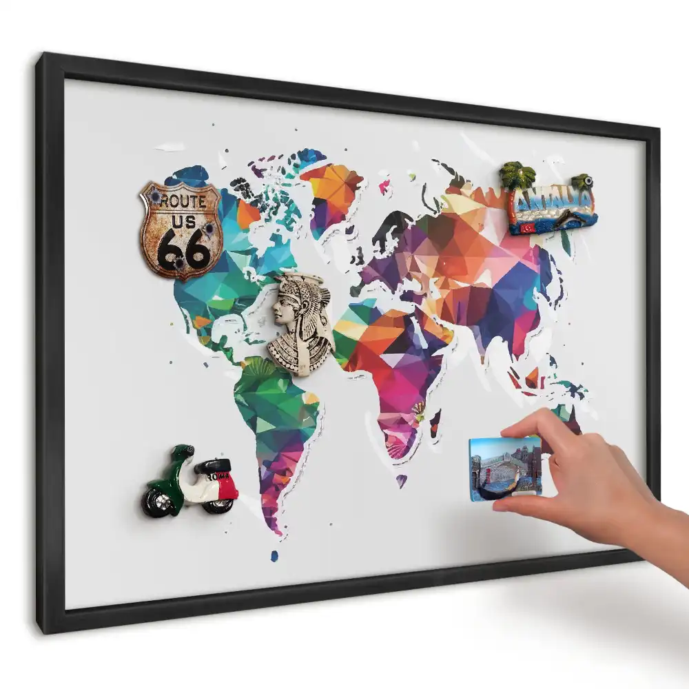 Nástenná magnetická tabuľa Geometrická mapa sveta