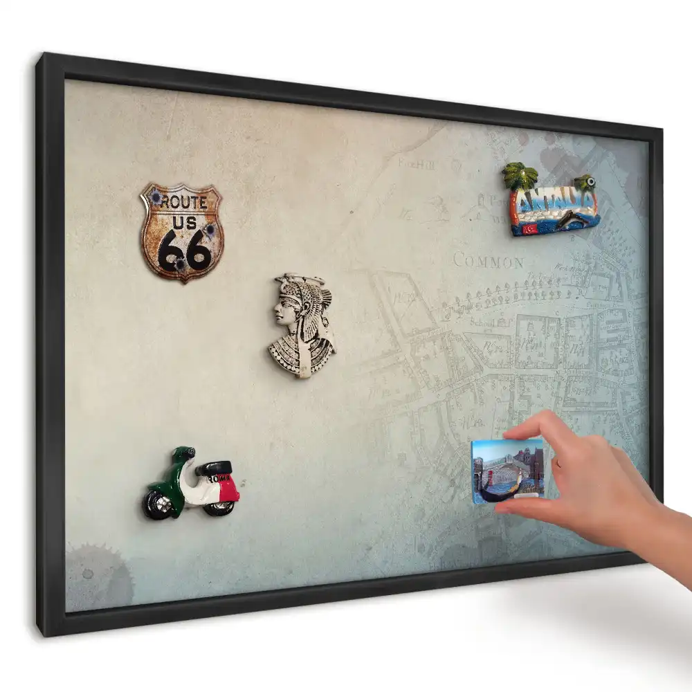 Nástenná magnetická tabuľa s motívom tlmená mapa mesta