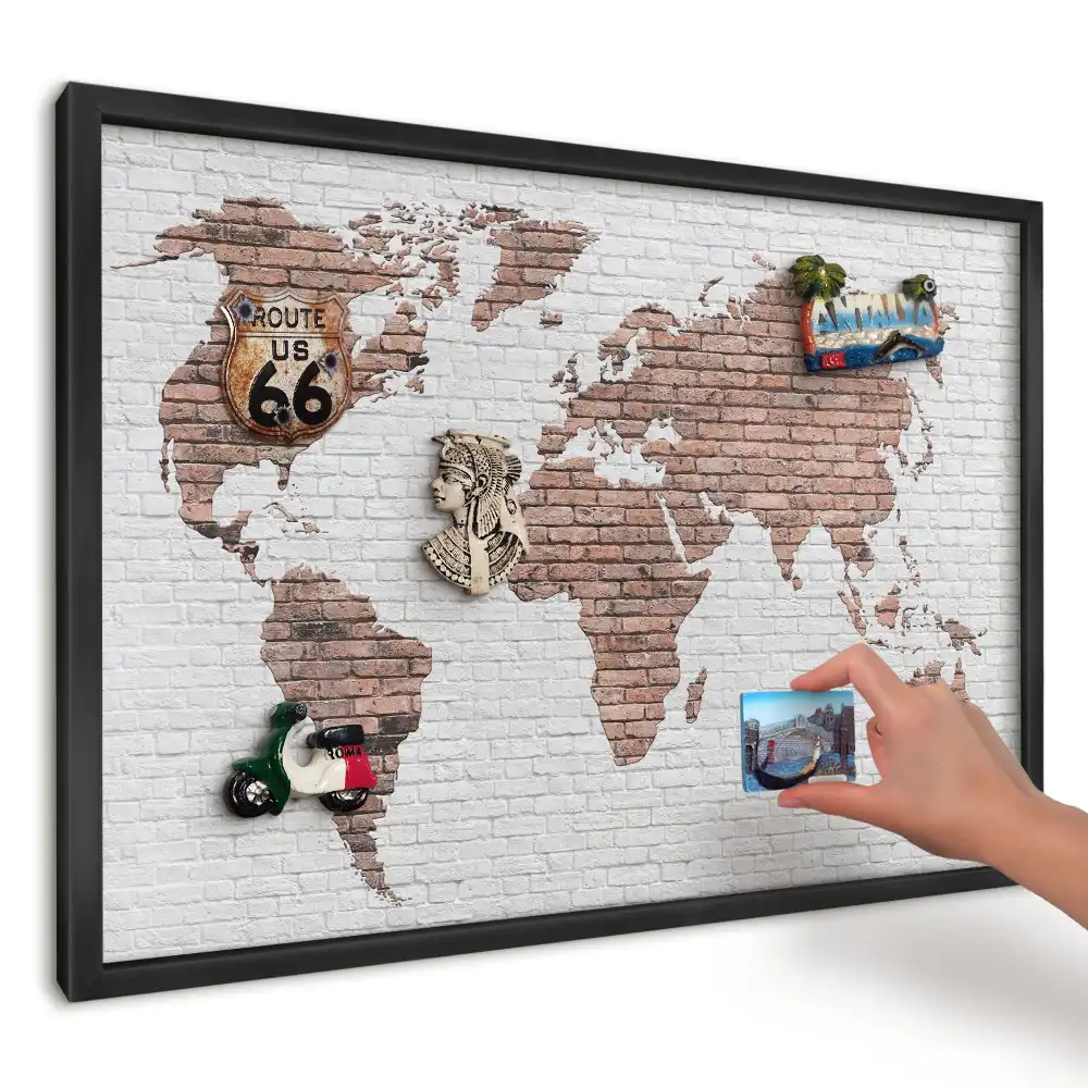 Magnetická tabuľa na stenu Mapa na tehlovej stene