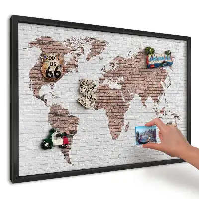 Magnetická tabuľa na stenu Mapa na tehlovej stene