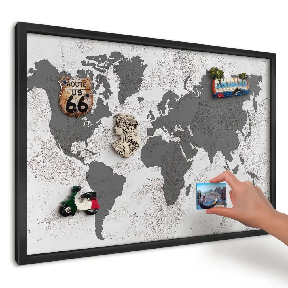 Magnetická dekoračná nástenná tabuľa Mapa s jemným pozadím