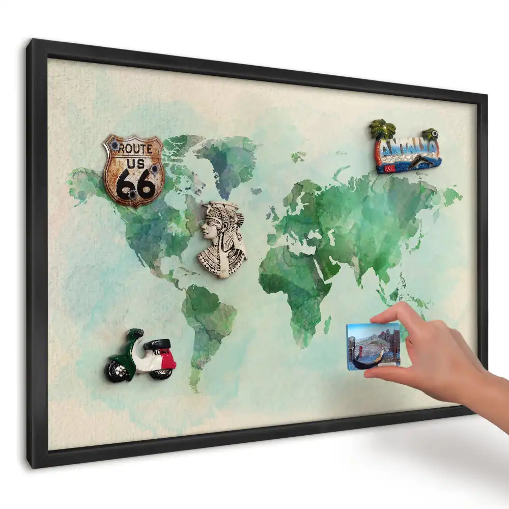 Magnetická tabuľa na stenu Zelená akvarelová mapa