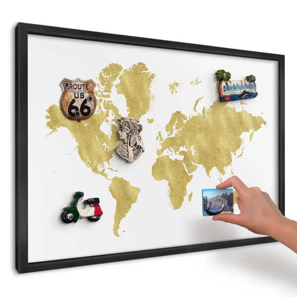 Nástenná magnetická tabuľa Žltá mapa na bielom