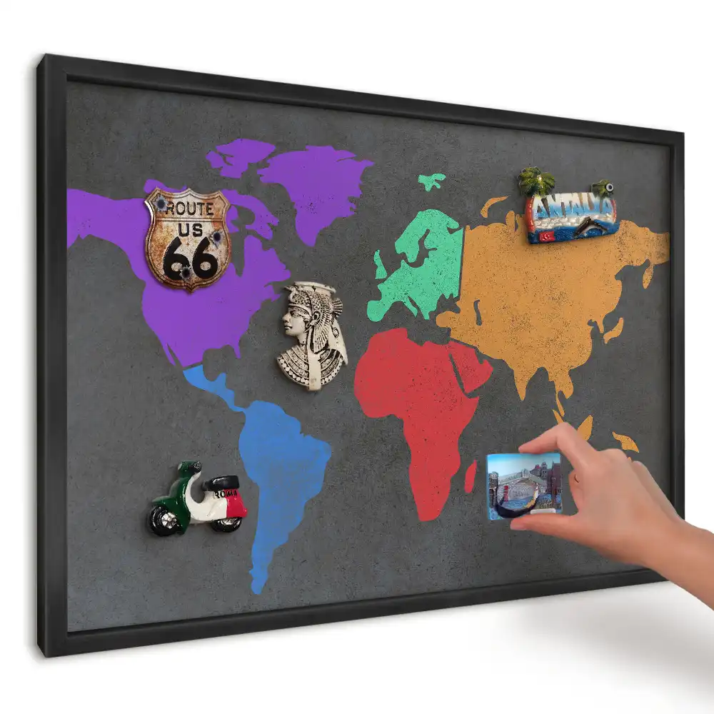 Magnetická nástenka na stenu Farebná mapa na tmavom podklade