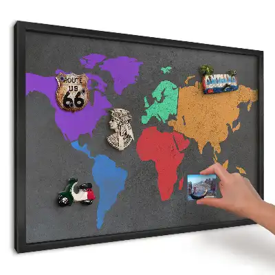 Magnetická nástenka na stenu Farebná mapa na tmavom podklade