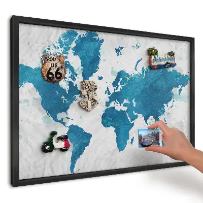 Magnetická dekoračná tabuľa na stenu Akvarelová mapa modré pozadie