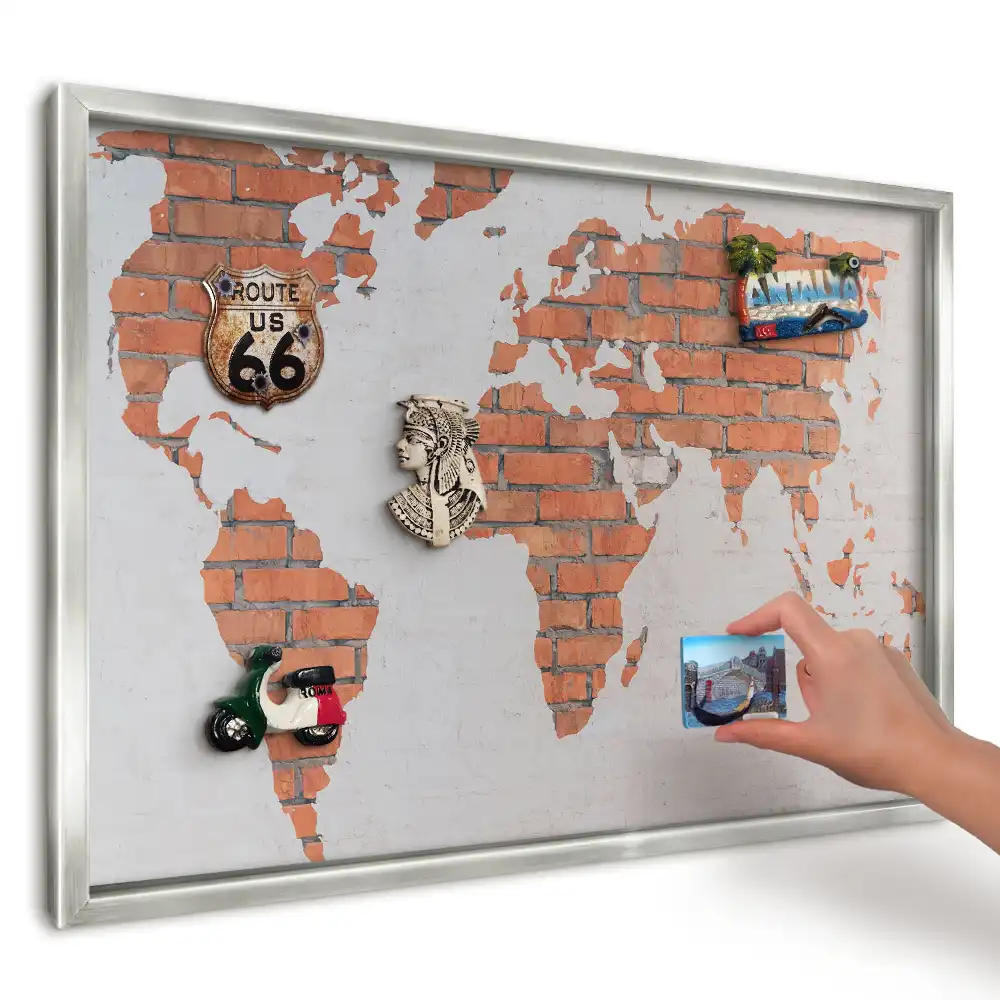 Magnetická tabuľa Mapa sveta Biela stena
