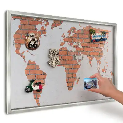 Magnetická tabuľa Mapa sveta Biela stena