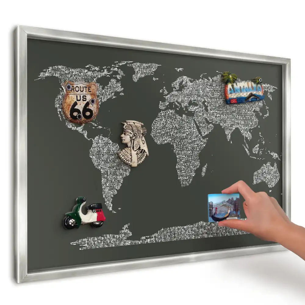 Magnetická tabuľa na suveníry Typografická mapa sveta