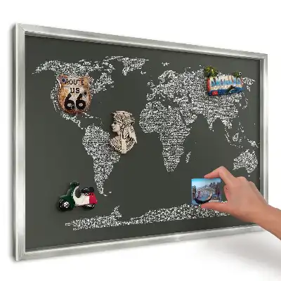 Tabuľa na magnetky z ciest Typografická mapa sveta