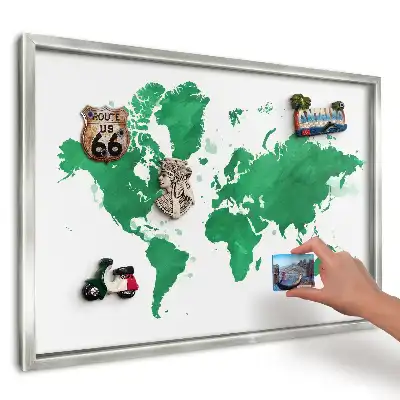 Tabuľa na magnetky z ciest Zelená akvarelová mapa