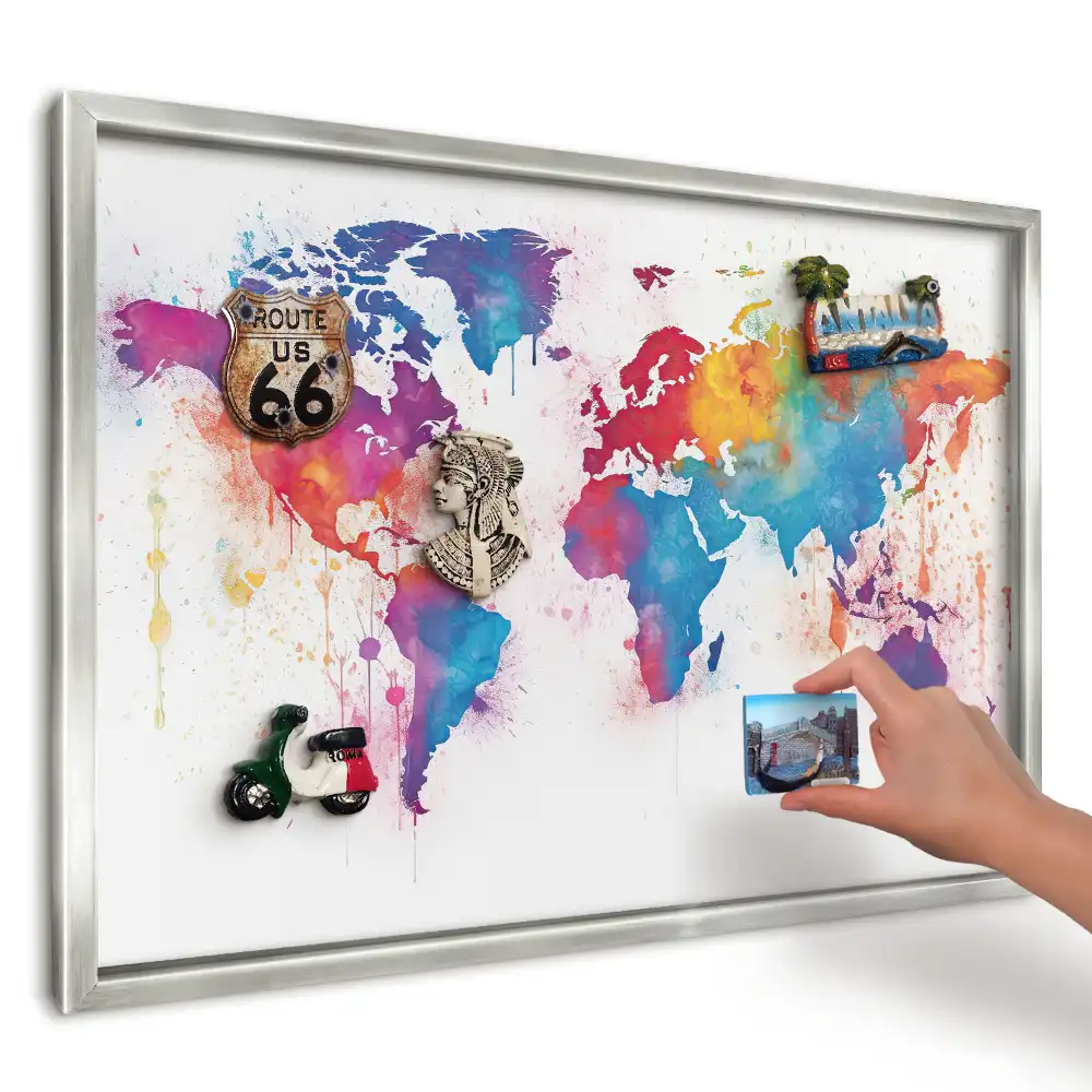 Magnetická tabuľa Akvarelová mapa sveta na suveníry z dovolenky
