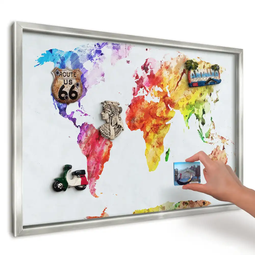 Magnetická tabuľa s mapou sveta vo farebnom akvarelovom vyhotovení
