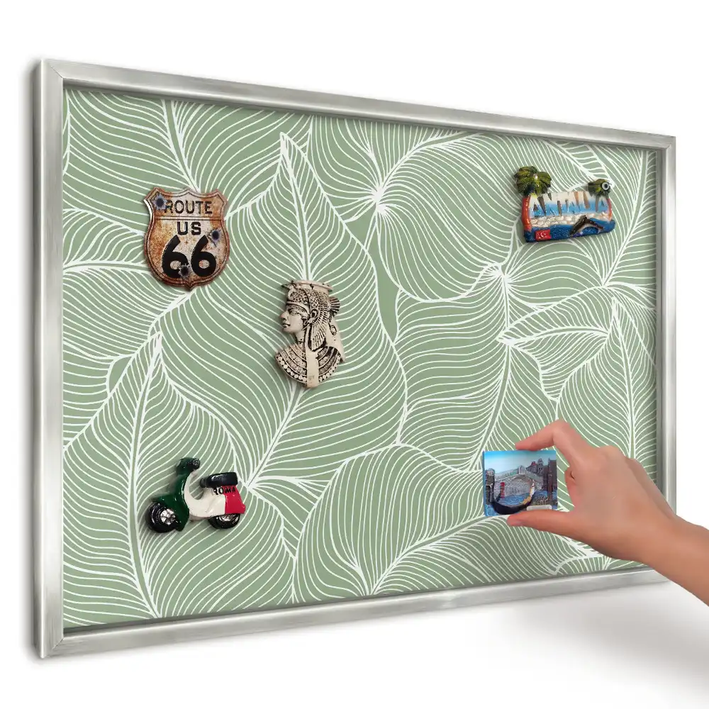 Magnetická tabuľa na cestovateľské magnety s motívom zeleného listu