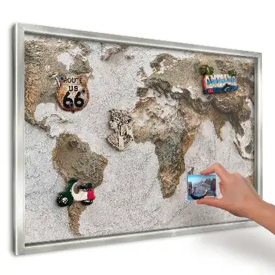 Tabuľa na magnetky z ciest Reliéfna mapa Zeme