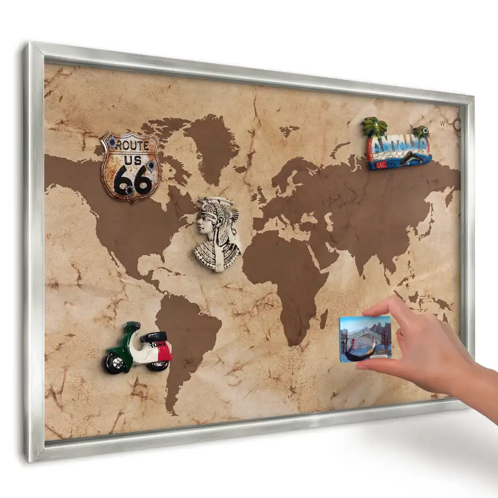 Magnetická tabuľa na cestovateľské suveníry Béžová a hnedá mapa