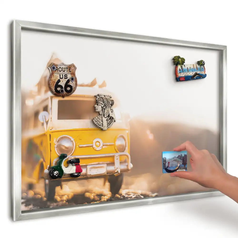 Magnetická tabuľa na suveníry Žltý autobus na slnku