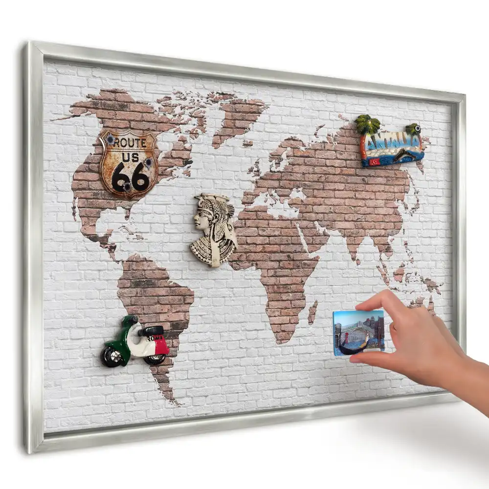 Magnetická tabuľa Mapa na tehlovej stene na suveníry z dovolenky