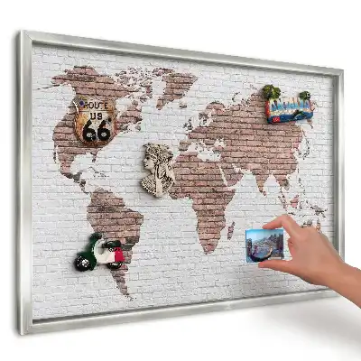 Magnetická tabuľa na magnetky z dovolenky Mapa na tehlovej stene