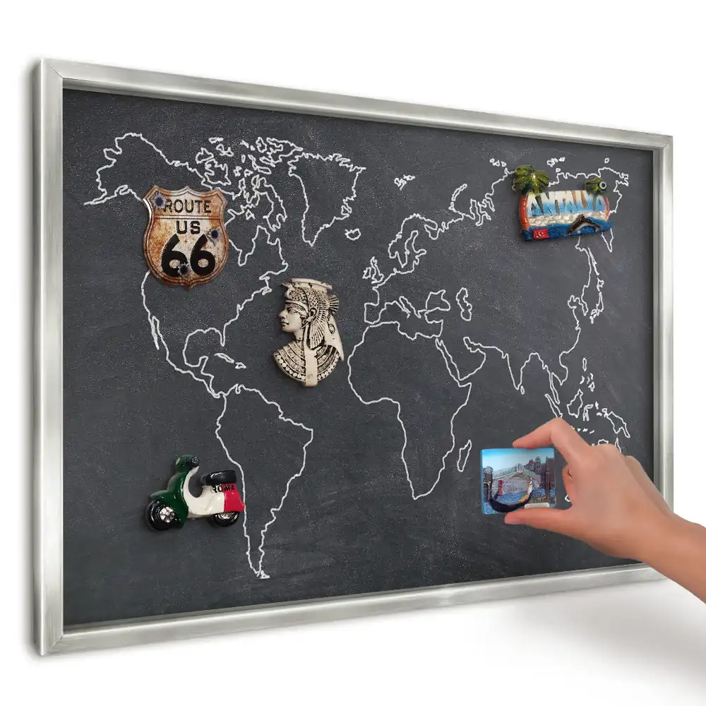 Magnetická tabuľa na stenu Mapa sveta na tmavom pozadí