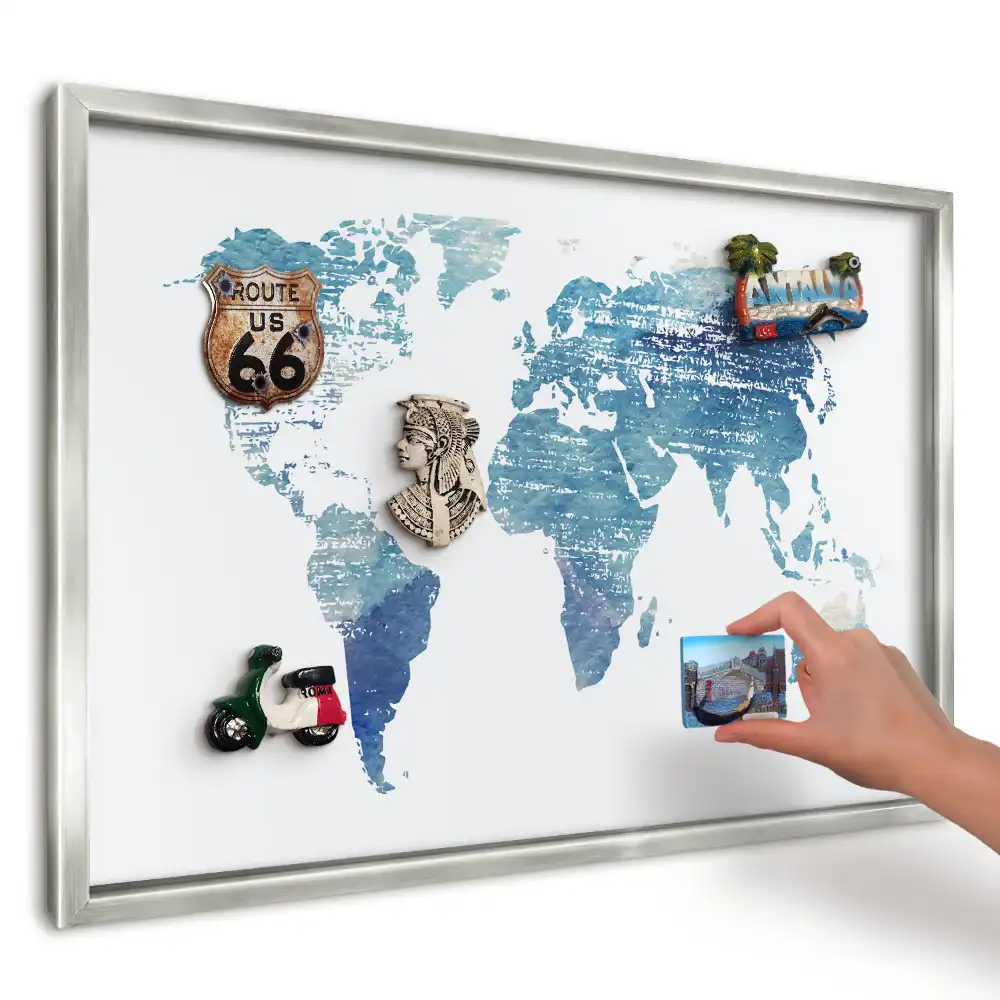 Magnetická tabuľa na cestovateľské suveníry Modrá akvarelová mapa