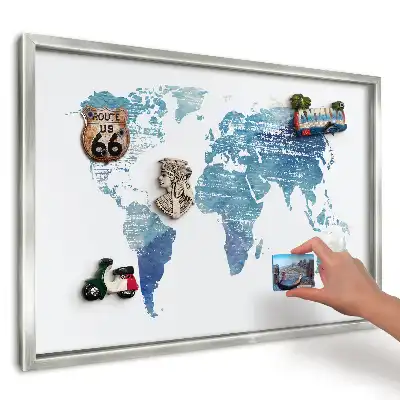 Magnetická tabuľa na cestovateľské suveníry Modrá akvarelová mapa