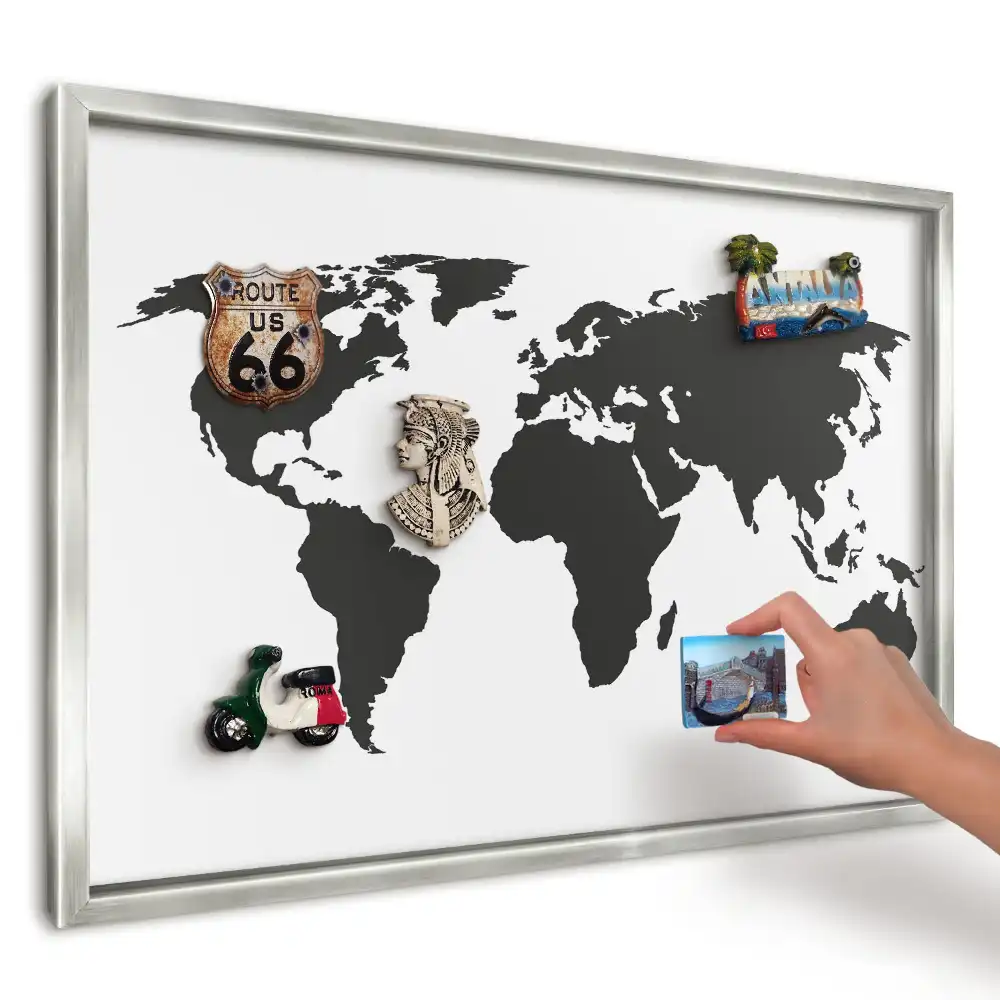 Magnetická tabuľa na cestovateľské suveníry Elegantná čiernobiela mapa
