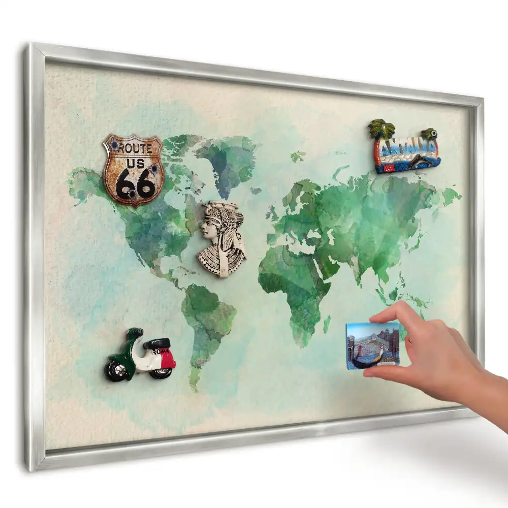 Magnetická tabuľa na suveníry Zelená akvarelová mapa