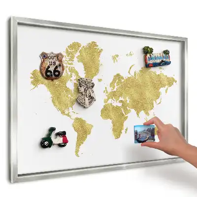 Magnetická tabuľa na magnetky z dovolenky Žltá mapa na bielom