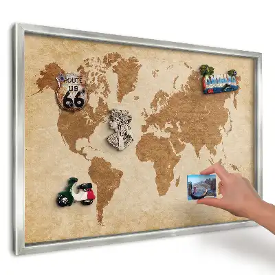 Magnetická tabuľa na magnetky z dovolenky Hnedá štýlová mapa