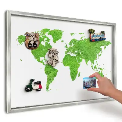 Magnetická tabuľa na cestovateľské suveníry Zelená mapa na bielom