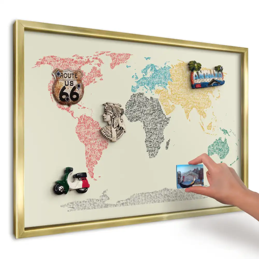 Magnetická tabuľa na suveníry mapa sveta z písmen