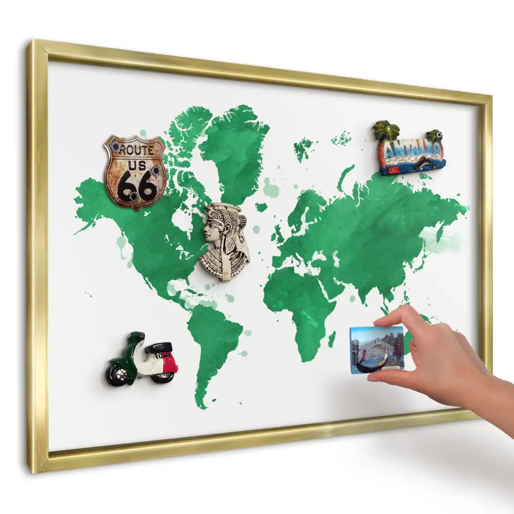 Magnetická tabuľa Zelená akvarelová mapa
