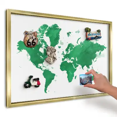 Magnetická tabuľa na magnetky Zelená akvarelová mapa
