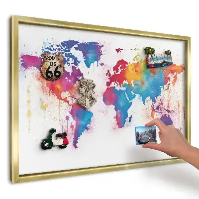 Magnetická tabuľa na cestovateľské suveníry Akvarelová mapa sveta