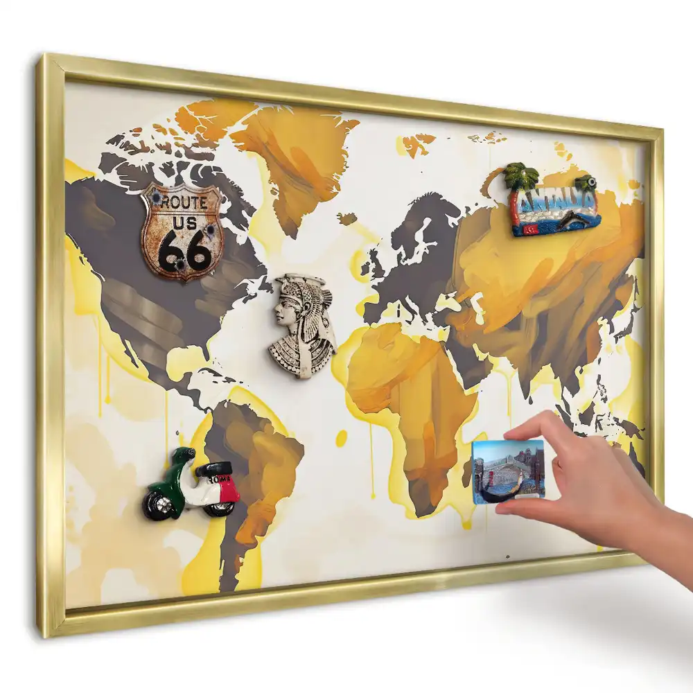 Magnetická tabuľa Žltá abstraktná mapa