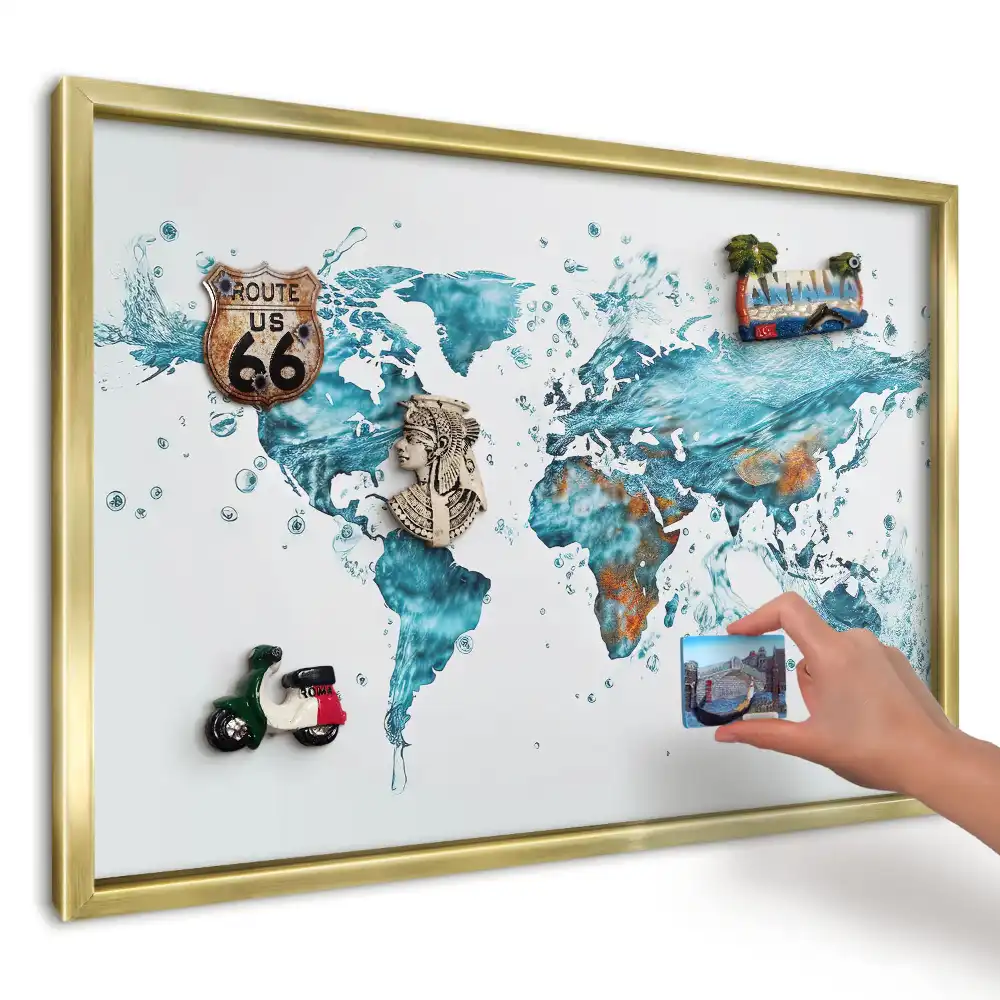 Magnetická tabuľa na cestovateľské suveníry Mapa tyrkysovej vody