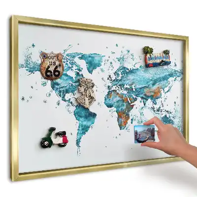 Magnetická tabuľa na cestovateľské suveníry Mapa tyrkysovej vody