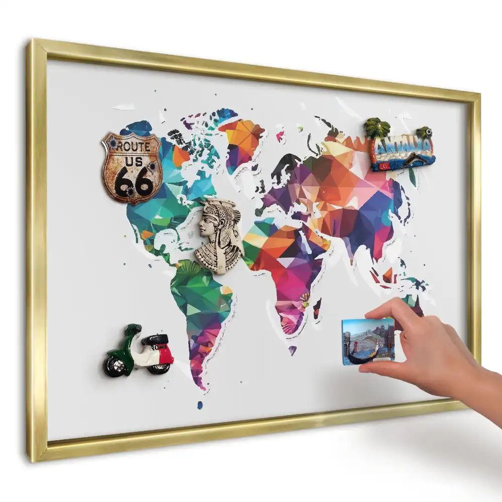 Geometrická magnetická tabuľa mapa sveta