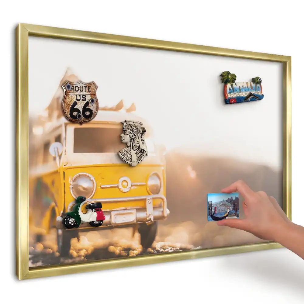 Magnetická tabuľa Žltý autobus na slnku