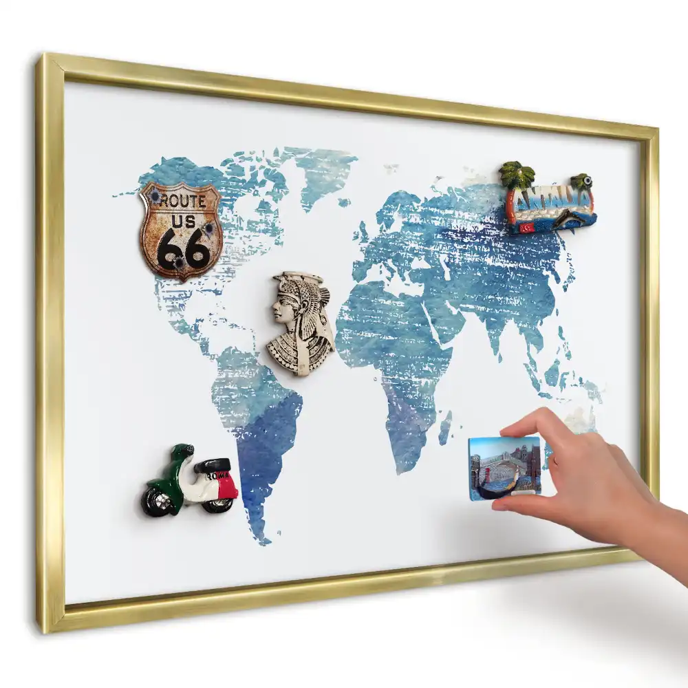 Magnetická tabuľa modrá akvarelová mapa