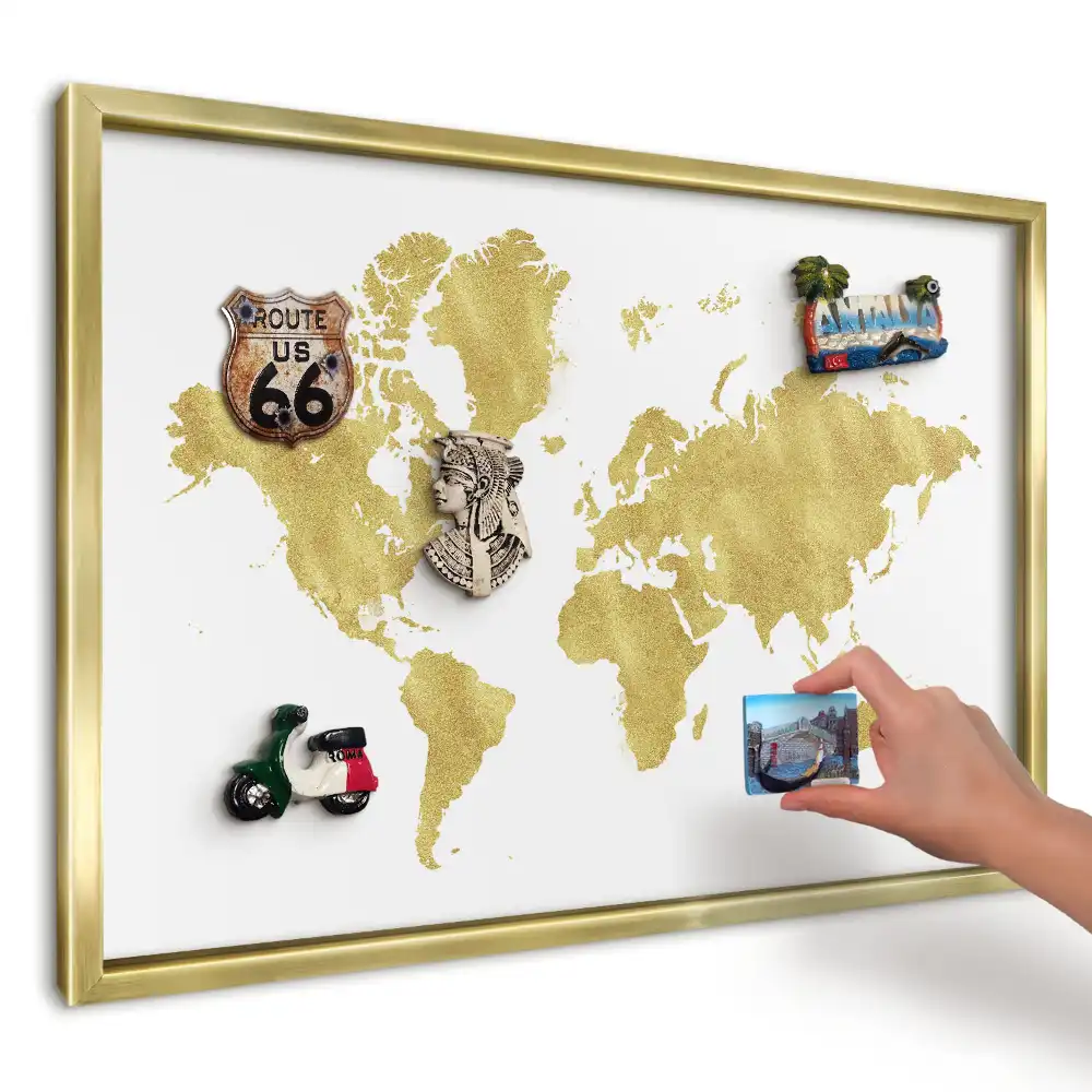 Magnetická tabuľa na cestovateľské suveníry Žltá mapa na bielom