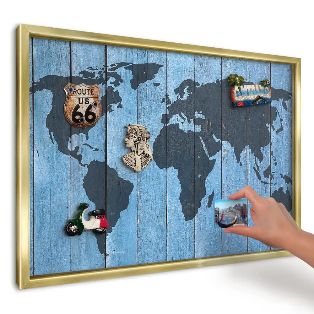 Magnetická tabuľa Mapa na drevenom pozadí