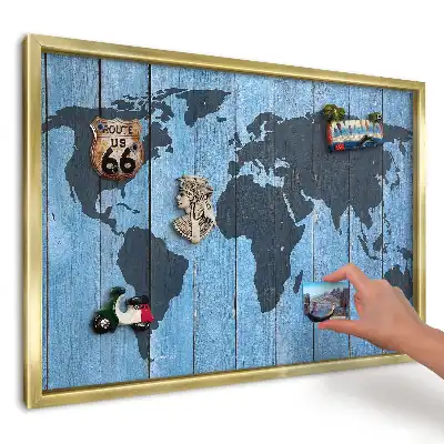 Magnetická tabuľa na magnetky Mapa na drevenom pozadí