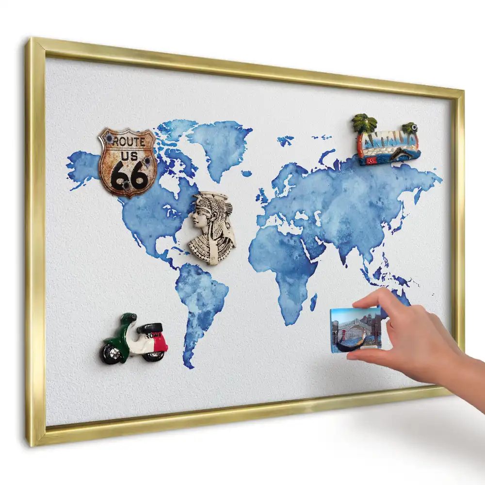 Magnetická tabuľa Modrá akvarelová mapa
