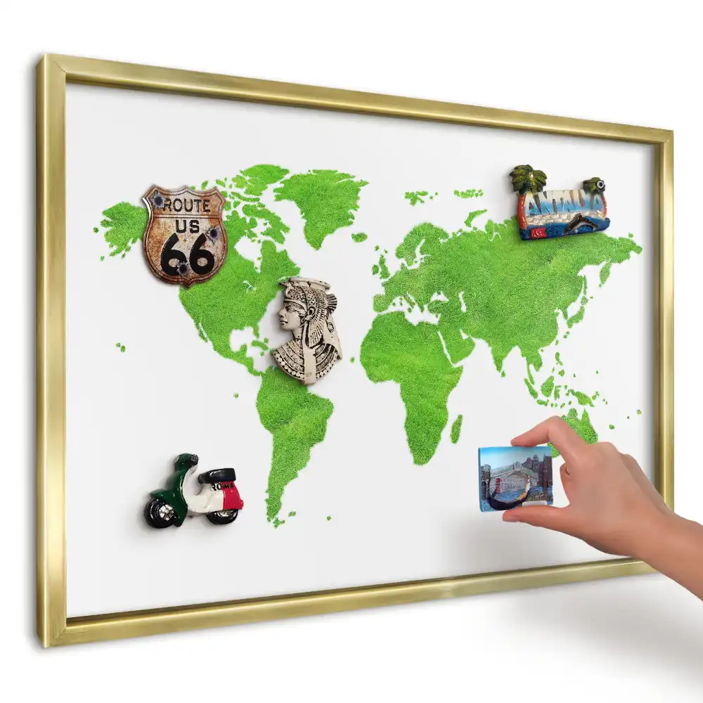 Magnetická tabuľa na magnetky Zelená mapa na bielom
