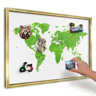 Magnetická tabuľa na magnetky Zelená mapa na bielom
