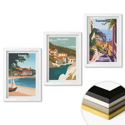 Set obrazov na stenu Dovolenkové destinácie: Sopot, Skradin, Taormina