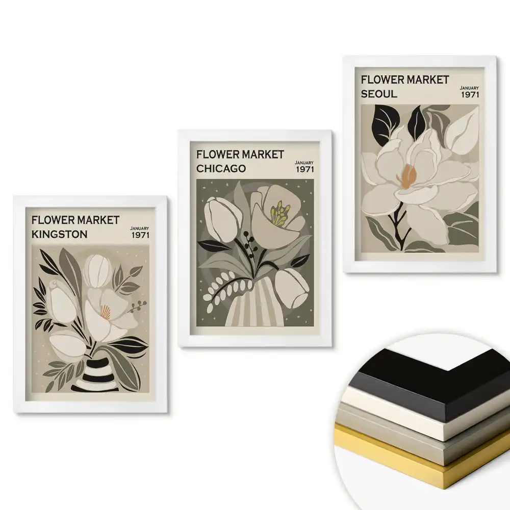 Sada obrazov na stenu Kvetinové trhy z rôznych miest